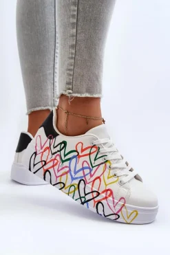 Damskie Sneakersy Z Sercami Białe Claral