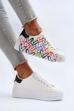 Damskie Sneakersy Z Sercami Białe Claral
