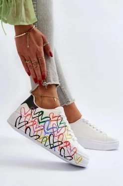 Damskie Sneakersy Z Sercami Białe Claral