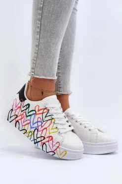 Damskie Sneakersy Z Sercami Białe Claral