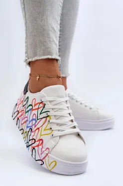 Damskie Sneakersy Z Sercami Białe Claral