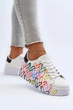 Damskie Sneakersy Z Sercami Białe Claral