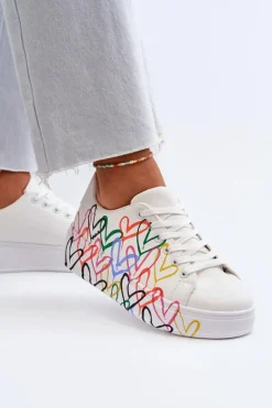 Damskie Sneakersy Z Sercami Białe Claral