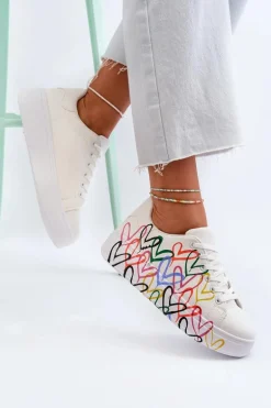 Damskie Sneakersy Z Sercami Białe Claral