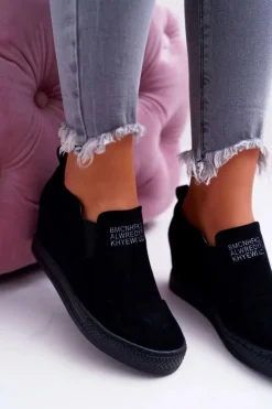 Damskie Snekersy Trampki Lu Boo Wsuwane Czarne Kaori