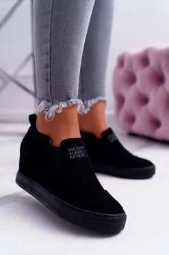 Damskie Snekersy Trampki Lu Boo Wsuwane Czarne Kaori