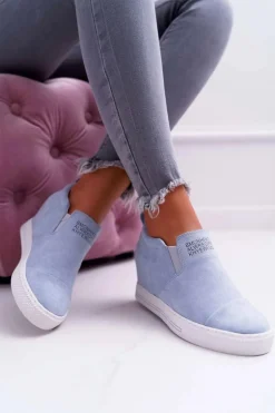 Damskie Snekersy Trampki Lu Boo Wsuwane Błękitne Kaori