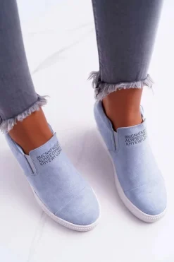 Damskie Snekersy Trampki Lu Boo Wsuwane Błękitne Kaori