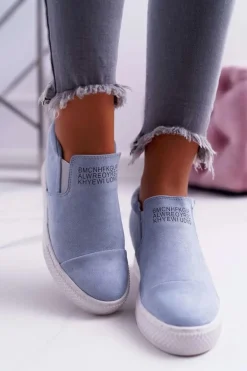 Damskie Snekersy Trampki Lu Boo Wsuwane Błękitne Kaori