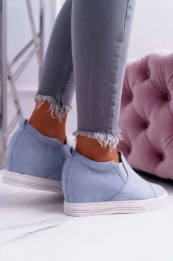 Damskie Snekersy Trampki Lu Boo Wsuwane Błękitne Kaori