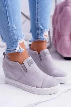 Damskie Snekersy Trampki Lu Boo Wsuwane Szare Kaori