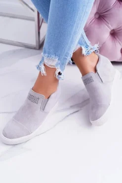 Damskie Snekersy Trampki Lu Boo Wsuwane Szare Kaori