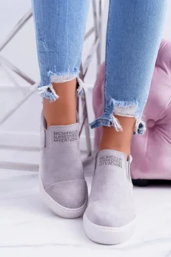 Damskie Snekersy Trampki Lu Boo Wsuwane Szare Kaori