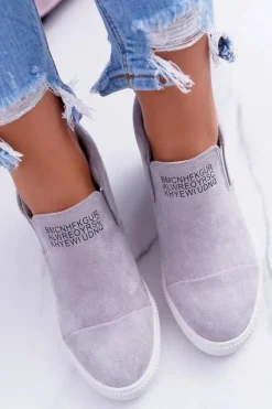 Damskie Snekersy Trampki Lu Boo Wsuwane Szare Kaori