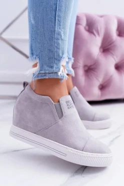 Damskie Snekersy Trampki Lu Boo Wsuwane Szare Kaori