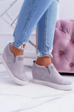 Damskie Snekersy Trampki Lu Boo Wsuwane Szare Kaori