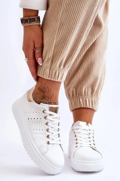 Damskie Sportowe Buty Biało-Złote Be First!