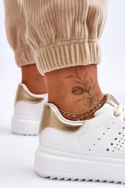 Damskie Sportowe Buty Biało-Złote Be First!