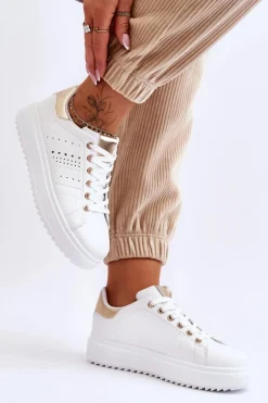 Damskie Sportowe Buty Biało-Złote Be First!