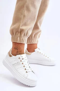 Damskie Sportowe Buty Biało-Złote Be First!