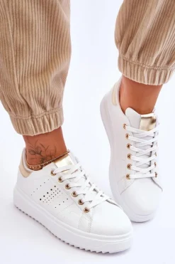 Damskie Sportowe Buty Biało-Złote Be First!