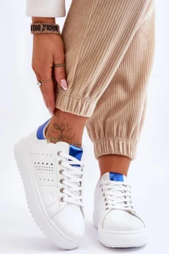 Damskie Sportowe Buty Biało-Niebieskie Be First!