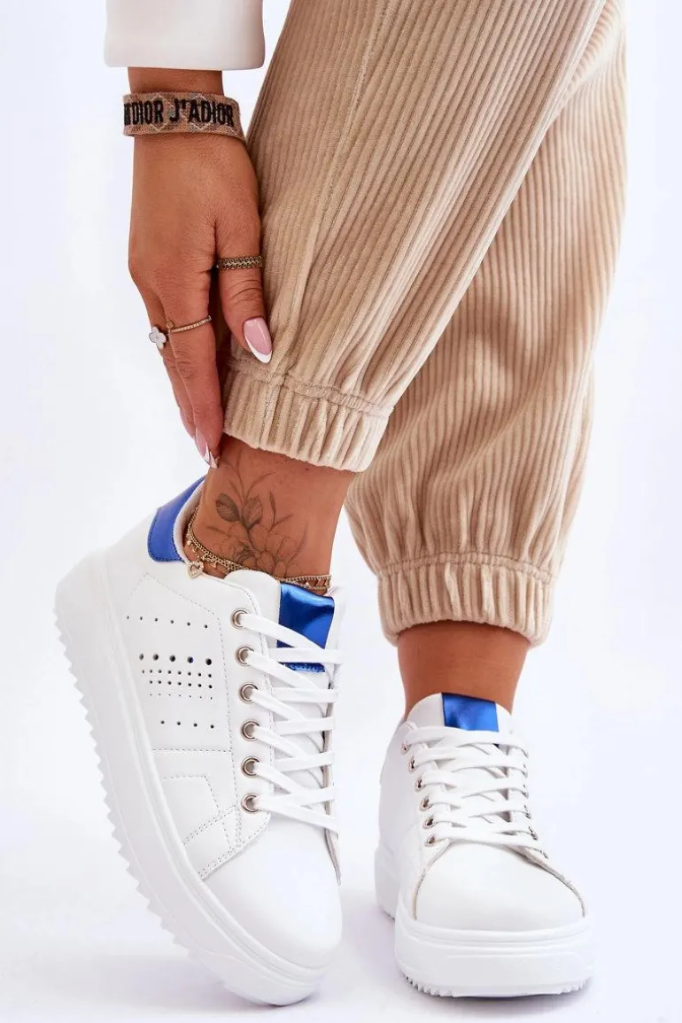 Damskie Sportowe Buty Biało-Niebieskie Be First!