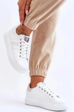 Damskie Sportowe Buty Biało-Srebrne Be First!