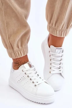 Damskie Sportowe Buty Biało-Srebrne Be First!