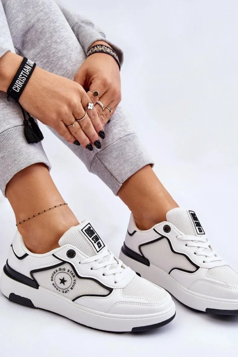 Damskie Sportowe Buty Big Star LL274440 Biało-Czarne