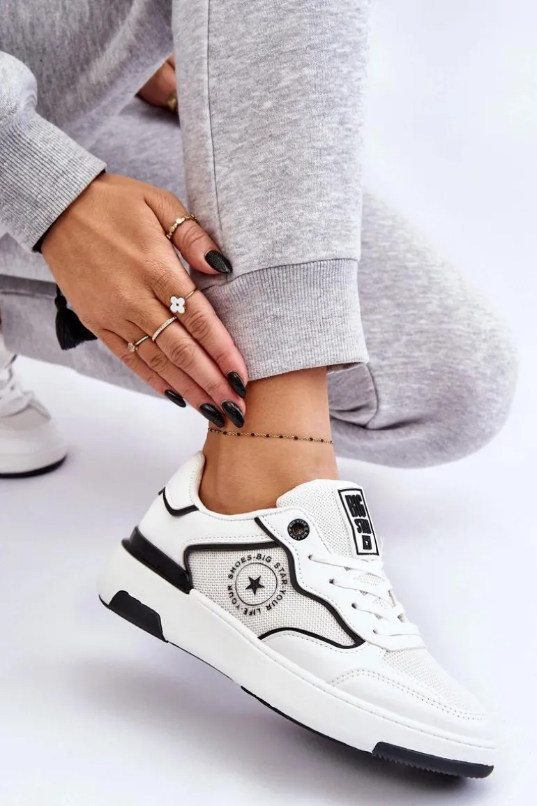 Damskie Sportowe Buty Big Star LL274440 Biało-Czarne