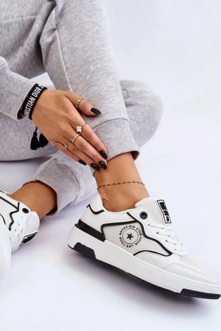 Damskie Sportowe Buty Big Star LL274440 Biało-Czarne