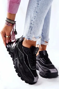 Damskie Sportowe Buty Cross Jeans II2R4018C Czarne