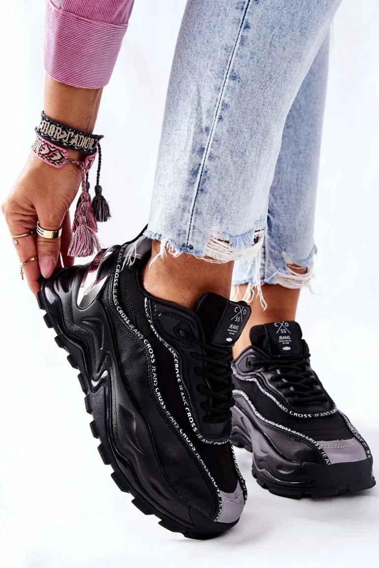 Damskie Sportowe Buty Cross Jeans II2R4018C Czarne