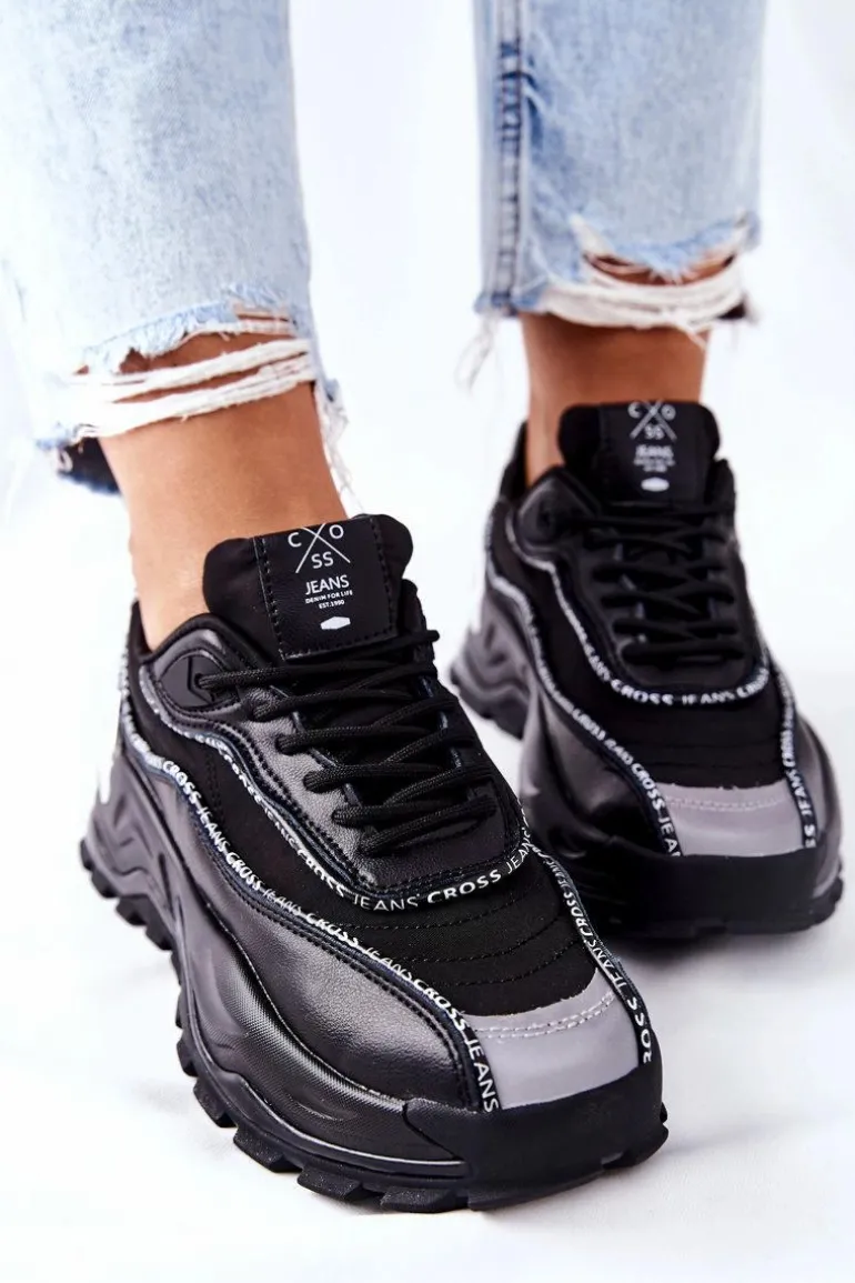Damskie Sportowe Buty Cross Jeans II2R4018C Czarne