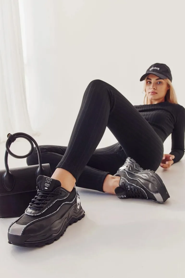 Damskie Sportowe Buty Cross Jeans II2R4018C Czarne