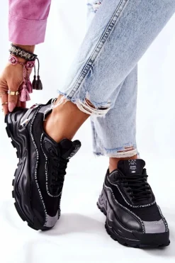 Damskie Sportowe Buty Cross Jeans II2R4018C Czarne