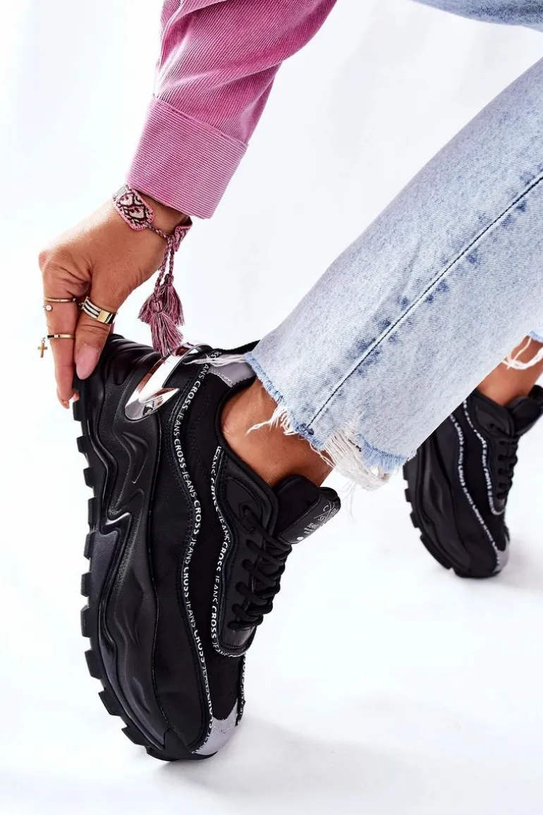 Damskie Sportowe Buty Cross Jeans II2R4018C Czarne