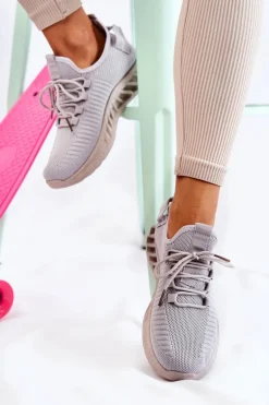 Damskie Sportowe Buty Materiałowe Szare Lenney