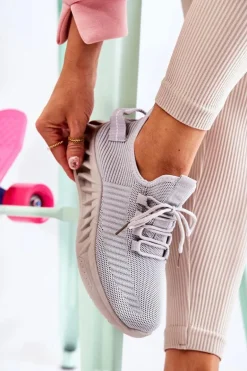 Damskie Sportowe Buty Materiałowe Szare Lenney