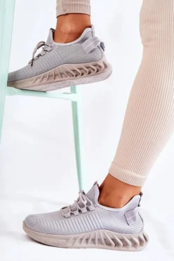 Damskie Sportowe Buty Materiałowe Szare Lenney