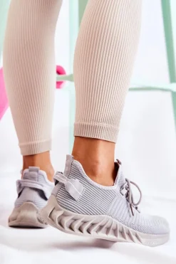 Damskie Sportowe Buty Materiałowe Szare Lenney