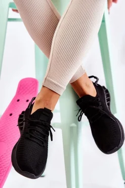 Damskie Sportowe Buty Materiałowe Czarne Lenney