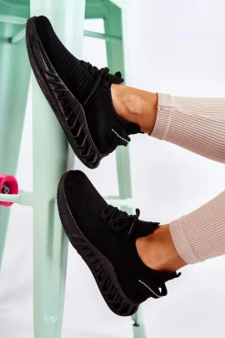 Damskie Sportowe Buty Materiałowe Czarne Lenney