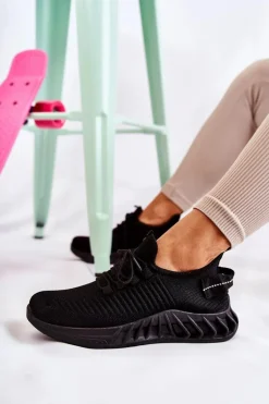Damskie Sportowe Buty Materiałowe Czarne Lenney