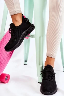 Damskie Sportowe Buty Materiałowe Czarne Lenney