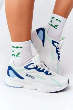 Damskie Sportowe Buty Memory Foam Big Star HH274810 Biało-Zielone