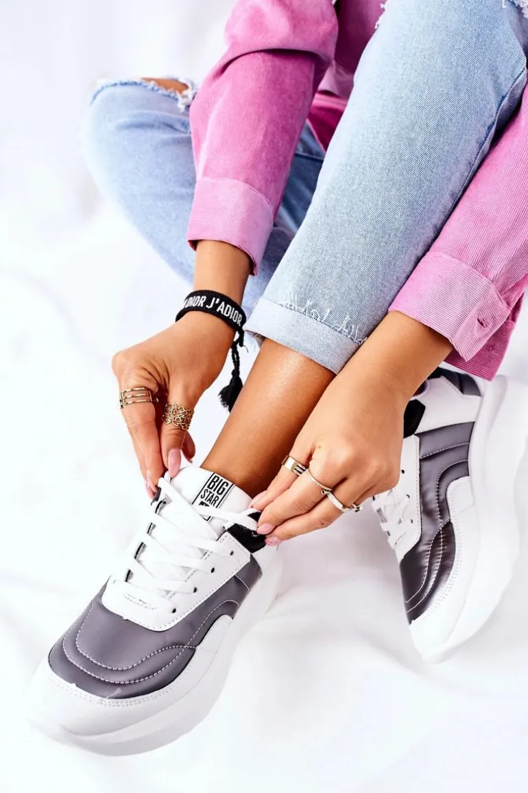 Damskie Sportowe Buty Memory Foam Big Star II274335 Białe