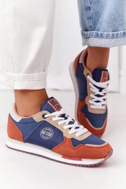 Damskie Sportowe Buty Memory Foam Big Star HH274567 Niebiesko-Pomarańczowe