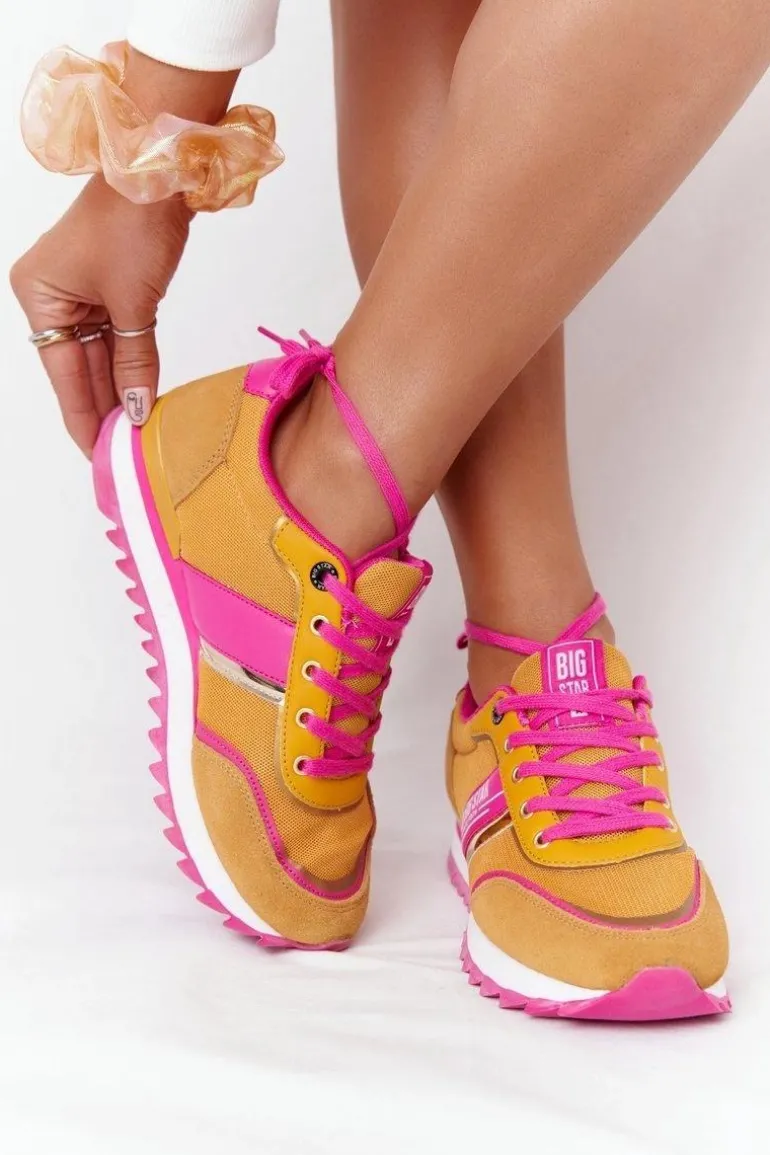 Damskie Sportowe Buty Memory Foam Big Star HH274273 Żółte